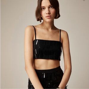 J. Crew Black Sequin Crop Top